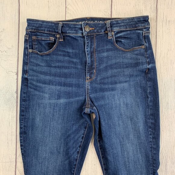 American Eagle Jeans sz 14 Hi Rise Skinny Kick Dark Wash Inseam 31" - Picture 3 of 13